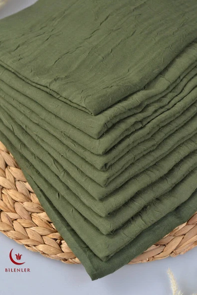 Bambu Kraş Eşarp Yeşil - Dört Mevsim- Yumuşak Dokulu - Resim 4