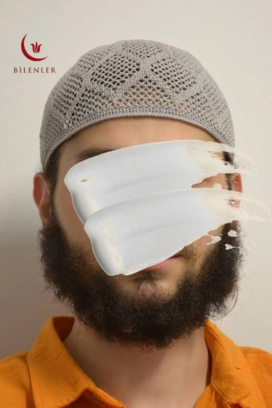 Erkek Örme Takke Gri  Hac ve Umre İçin İdeal Nefes Alabilir Standart Beden Takke - 1