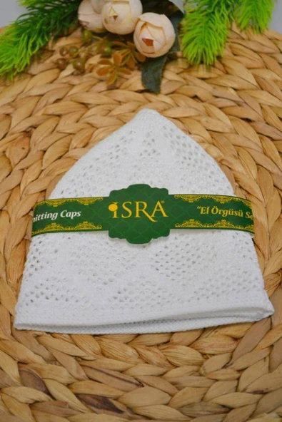 Erkek Örme Takke Beyaz  Hac ve Umre İçin İdeal Nefes Alabilir Standart Beden Takke - Resim 4