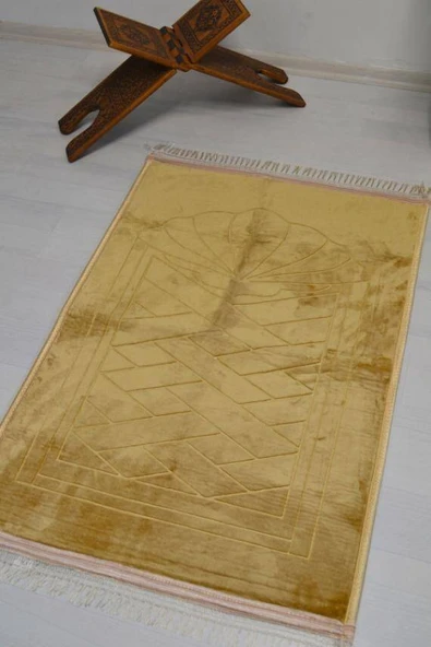 Peluş Seccade Sarı - 80x120 cm - Ekstra Konforlu - Yumuşak ve Geniş Ölçülü - Resim 4