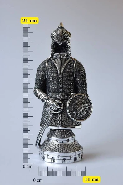 Fetih Zırh Ayetel Kürsi Biblo 11×21 cm– Gümüş Renk Metal Dekoratif Aksesuar - Resim 6