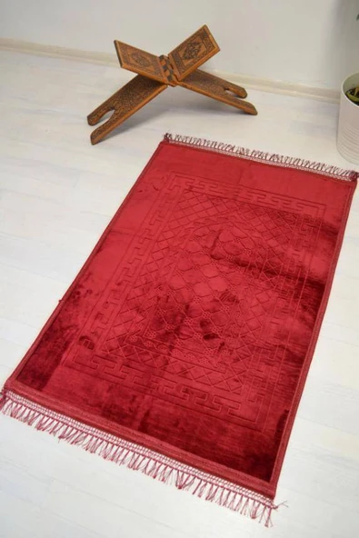 Peluş Seccade Kırmızı - 80x120 cm - Ekstra Konforlu - Yumuşak ve Geniş Ölçülü - Resim 4