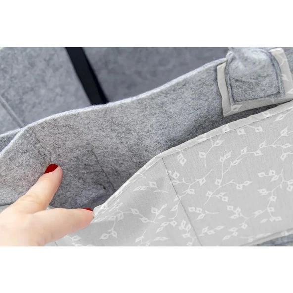 Nessiworld Nessiworld BabyJem Keçe Anne Bebek Bakım Çantası 772 Gri Çiçek - 4