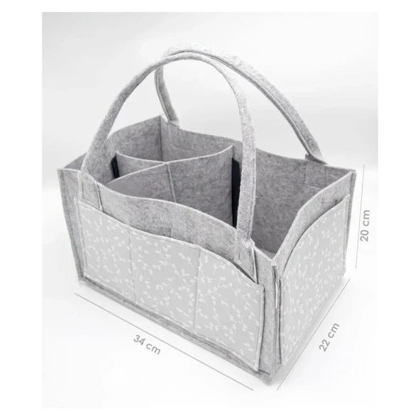 Nessiworld Nessiworld BabyJem Keçe Anne Bebek Bakım Çantası 772 Gri Çiçek - 2