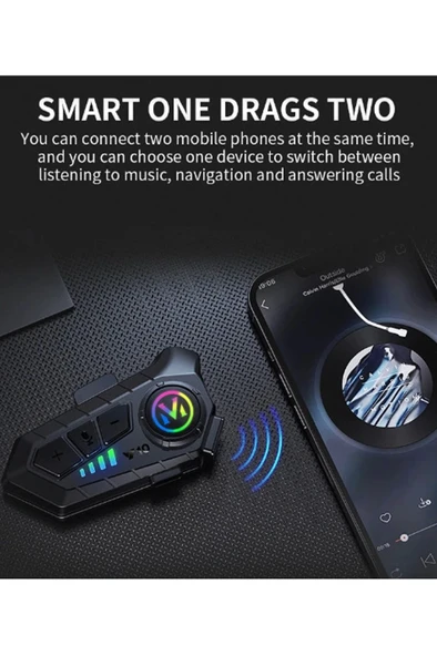 Y10 Kask Kulaklık Bluetooth Motosiklet Kulaklık 5,3 Bluetooth Intercom Motorsiklet Kulaklık - 5