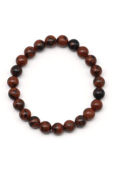 Mahogany Obsidyen Doğal Taş Bileklik 8 mm Küre Kesim - Resim 2