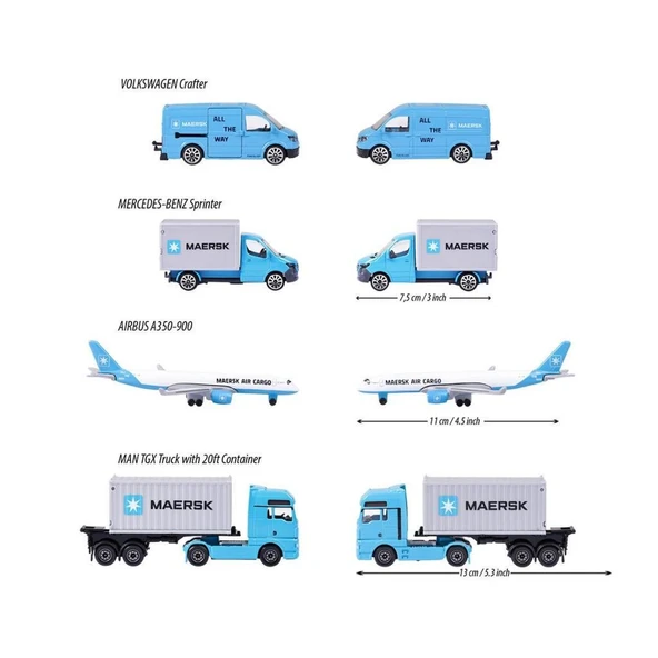 Nessiworld 212057290 Majorette MAERSK Lojistik Arabaları 4 Parça -Simba - 2