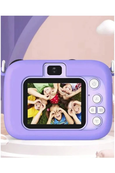 Mini 1080p Hd Çocuk Kamera Dijital Fotoğraf Makinesi 2.0 Inç Ekran 5 Adet Oyun Mor - 2