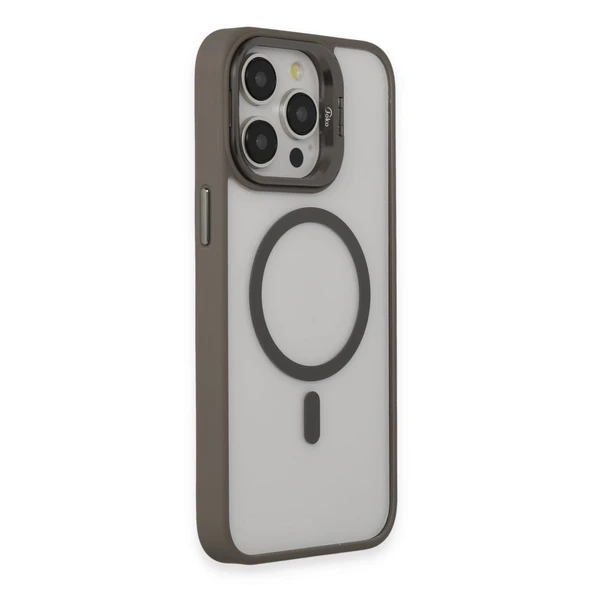 İPhone 15 Pro Uyumlu Kılıf ve Lens Magsafe Standlı Kamera Camlı Kapak - 2