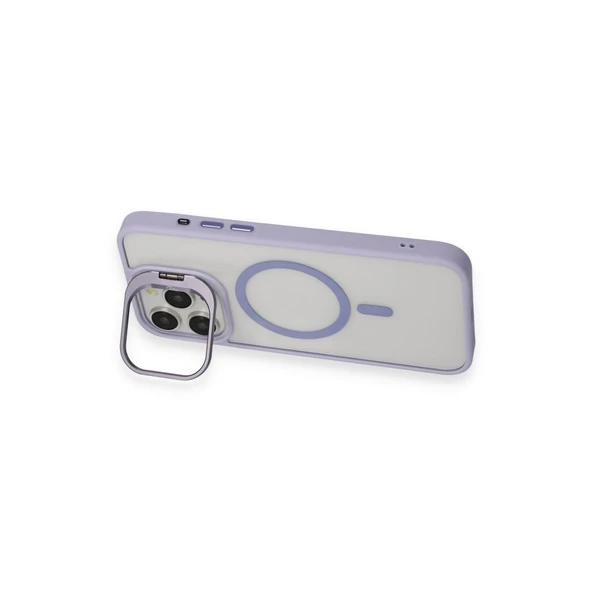 İPhone 15 Pro Uyumlu Kılıf ve Lens Magsafe Standlı Kamera Camlı Kapak - 3