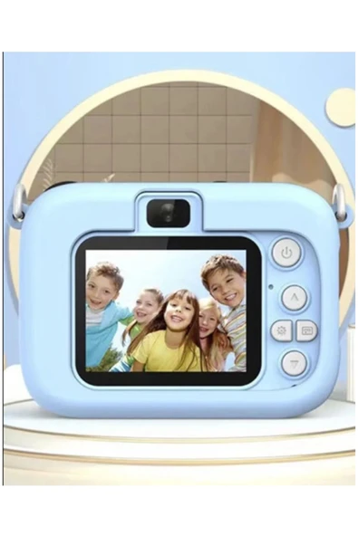 Mini 1080p Hd Çocuk Kamera Dijital Fotoğraf Makinesi 2.0 Inç Ekran 5 Adet Oyun Mavi - 2