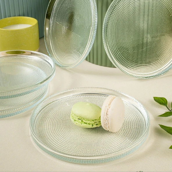 Fecra Loren 6'lı Pasta Tabağı Seti Natürel 16 Cm - 5