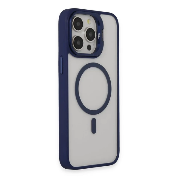 İPhone 14 Pro Max Uyumlu Kılıf ve Lens Magsafe Standlı Kamera Camlı Kapak - 2