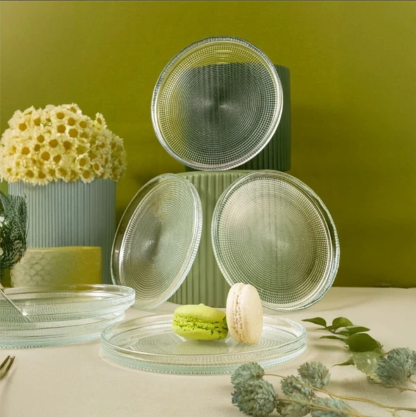 Fecra Loren 6'lı Pasta Tabağı Seti Natürel 16 Cm - 3