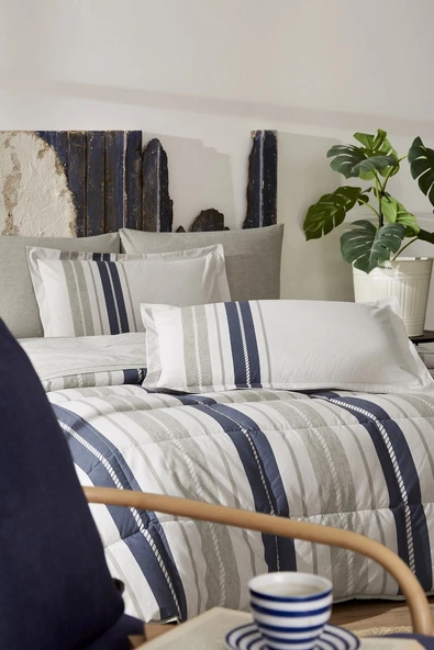 Özdilek Ranforce Çift Kişilik Uyku Seti-Marin Line Bej - 2