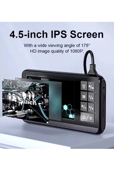 Ekranlı Çift Kameralı 5 Mt Sert Kablo Endoskop Kamera 8 Mm 4.3 Inc Hafıza Kart Destekli - 4