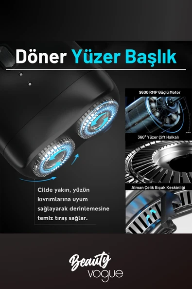 Mini Shaver Traş Makinesi, Seyahat tıraş makinesi, mini tıraş makinesi, erkek, elektrikli, mini tıraş makinesi, çift kafalı tıraş makinesi, erkekler için ideal hediye, yolculuk için - 5