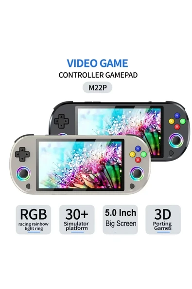 M22 Pro Retro Oyun Konsolu 5.0 ’’ıps Ekran Dahili 20000+ Oyun Emülatörleri Rgb Led Joystick - 4
