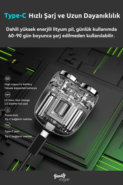 Mini Shaver Traş Makinesi, Seyahat tıraş makinesi, mini tıraş makinesi, erkek, elektrikli, mini tıraş makinesi, çift kafalı tıraş makinesi, erkekler için ideal hediye, yolculuk için - 2