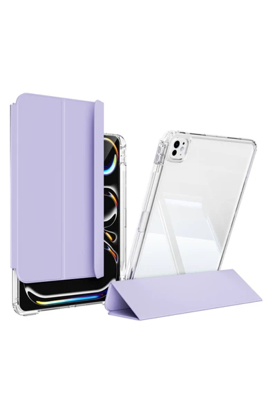 iPad Pro 13 2024 Uyumlu Airbagli Manyetik Ayrılabilen Fuchsia Sliding Tablet Kılıfı ürün görseli 1