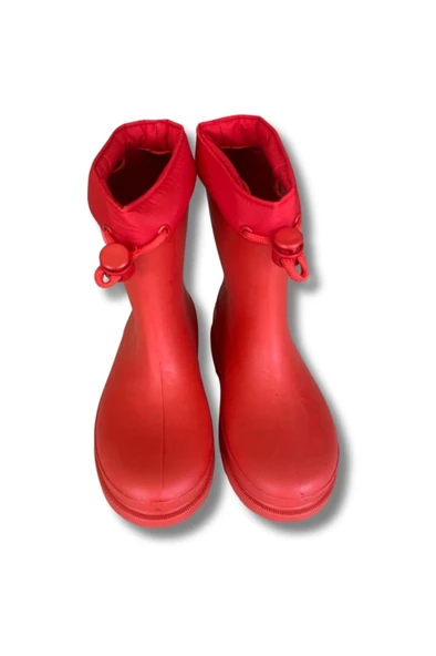 Konçlu Kız Çocuk Yağmur Çizmesi 26-35 Kırmızı - 2