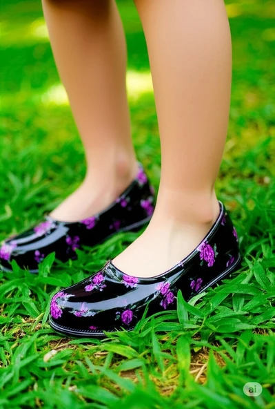 Patik Çiçekli Bahçe ve Tarım Kız Çocuk Ayakkabısı 21-28 Mor