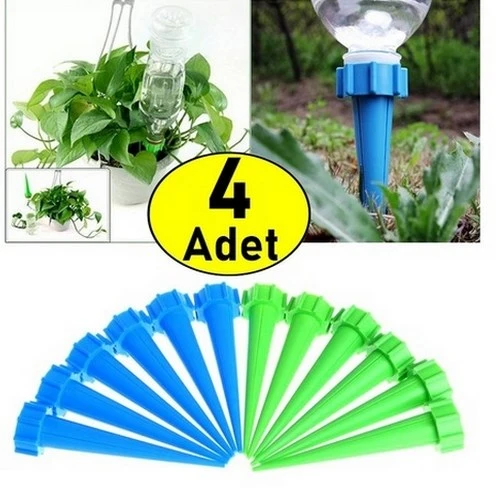 4 Adet Çiçek Sulama 0.5 -1.5 Litrelik Şişelere Uyumlu Çiçek Saksı Sulama Aparatı Damlama Sistemi - 1