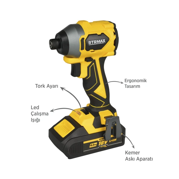 RTX3050 Şarjlı Torklu Vidalama Kömürsüz 230Nm 2x4 Ah Plus Çift Akü Hızlı Şarj X-Lion - Akü Dahil - 3