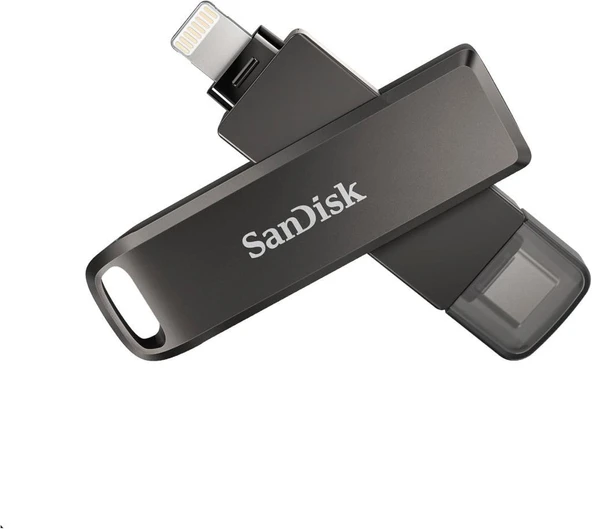 SanDisk iXpand Luxe Flash Sürücü 2'si 1 arada iPhone Bellek 64GB (iPad Uyumlu, Otomatik Yedekleme, USB-C ve Lightning Bağlantı Noktası, Şifre Koruması, iXpand Uygulaması), Gümüş Teşhir - Resim 2