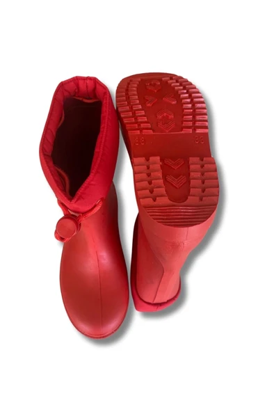 Konçlu Kız Çocuk Yağmur Çizmesi 26-35 Kırmızı - 5