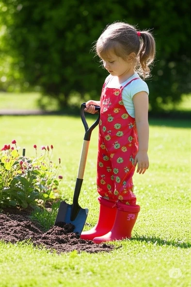 Konçlu Kız Çocuk Yağmur Çizmesi 26-35 Kırmızı