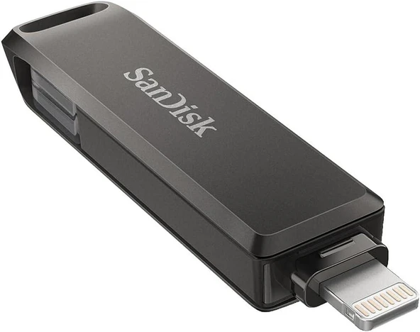 SanDisk iXpand Luxe Flash Sürücü 2'si 1 arada iPhone Bellek 64GB (iPad Uyumlu, Otomatik Yedekleme, USB-C ve Lightning Bağlantı Noktası, Şifre Koruması, iXpand Uygulaması), Gümüş Teşhir