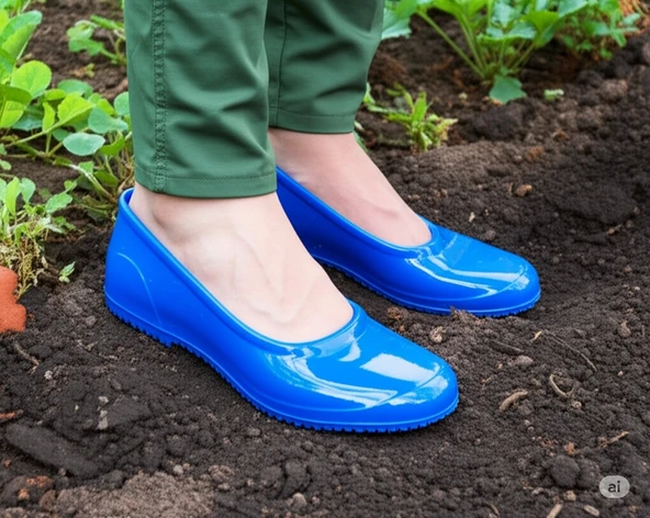 Zenne Renkli Çıplak Bahçe Tarım Kadın Ayakkabısı 35-41 Mavi