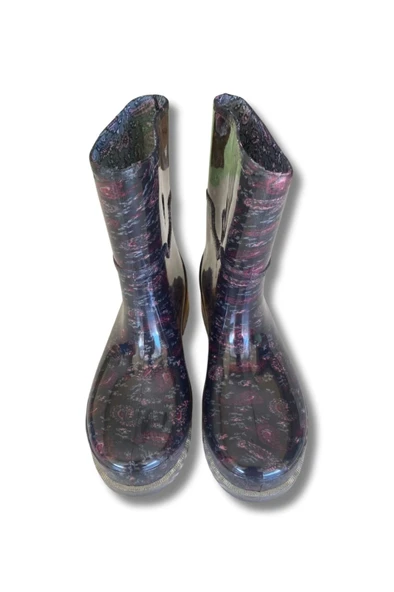 Bahçe ve Yağmur Çiçekli Kadın Çizmesi 36-40 Mürdüm - Resim 2