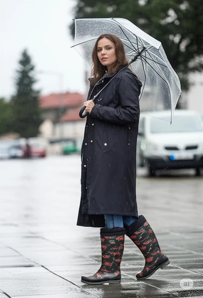 Konçlu Kadın Yağmur Çizmesi 36-40 Kırmızı ürün görseli