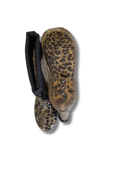Konçlu Kadın Yağmur Çizmesi 36-40 Leopar - 5
