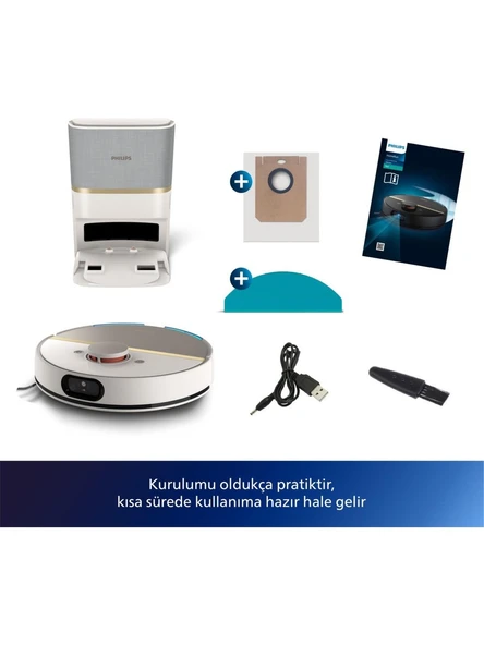 Philips HomeRun 7000 Serisi Aqua XU7100 Çöp İstasyonlu Akıllı Robot Süpürge - 2