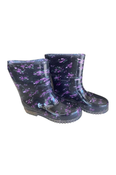 Bahçe ve Yağmur Çiçekli Kadın Çizmesi 36-40 Mor - 3