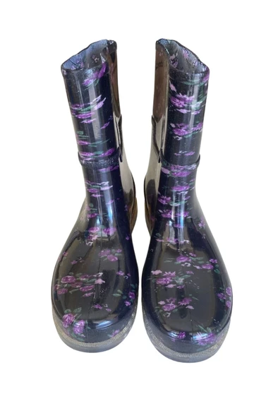 Bahçe ve Yağmur Çiçekli Kadın Çizmesi 36-40 Mor - 2