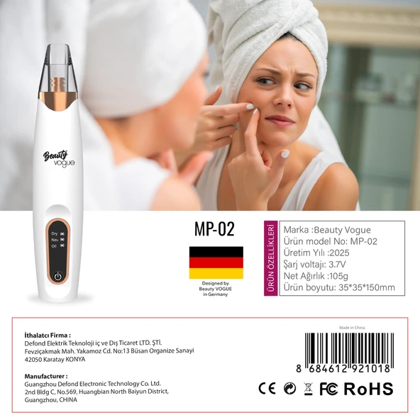 Beauty Vogue Vakumlu Siyah Nokta-akne-sivilce-clean Yüz-cilt Temizleme Bakım Cih - Resim 3