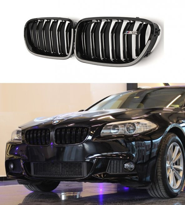 BMW F10 PARLAK SİYAH ÇİFT ŞERİT M5 PANJUR SETİ 2011-2016 - 3