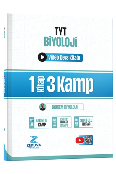 Zeduva Yayınları Biosem TYT Biyoloji 1 Kitap 3 Kamp Video Ders Kitabı ürün görseli 1