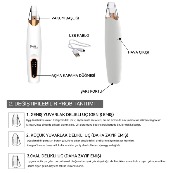 Beauty Vogue Vakumlu Siyah Nokta-akne-sivilce-clean Yüz-cilt Temizleme Bakım Cih - Resim 4