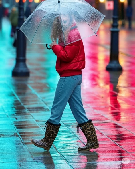 Konçlu Kadın Yağmur Çizmesi 36-40 Leopar