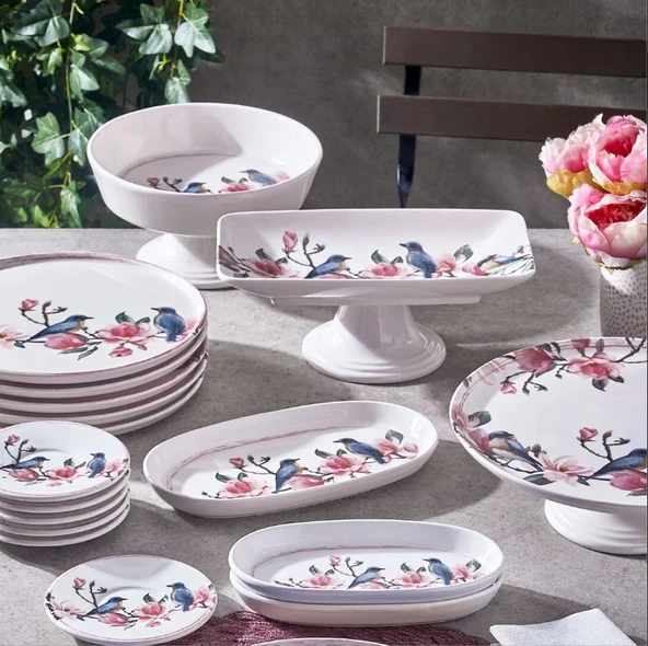 Fecra Pink Bird 18 Parça Servis ve Sunum Seti - 2