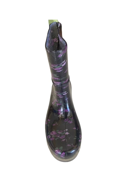 Bahçe ve Yağmur Çiçekli Kadın Çizmesi 36-40 Mor - 4