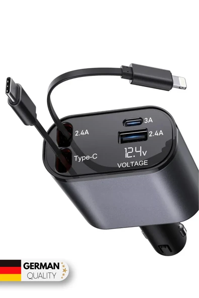 DEFOND Usb C Typec Araç Şarj Aleti,4'ü 1 Arada Hızlı Şarz Araç 66w Araç Usb Şarj Cihaz Samsung Apple - 3