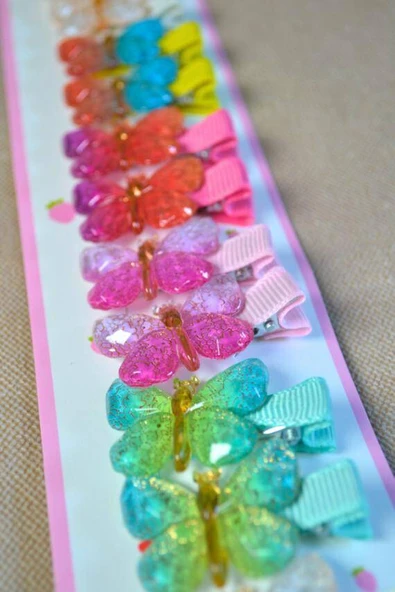 10 Çift Renkli ve Kelebek Figürlü Küçük Boy Mandallı Tokalar – Minik Saçlara Sevimli Dokunuş! ürün görseli 1