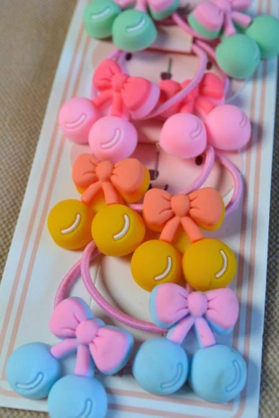 Renkli ve Figürlü 10 Çift Kız Çocuk Lastik Tokası – Sevimli ve Eğlenceli Saç Aksesuarları - Resim 3