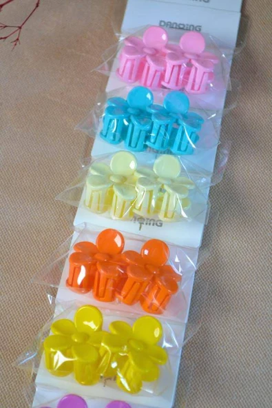 10 Çift Renkli Çiçek Figürlü Küçük Boy Mandallı Tokalar – Minik Saçlara Sevimli Dokunuş! - Resim 3